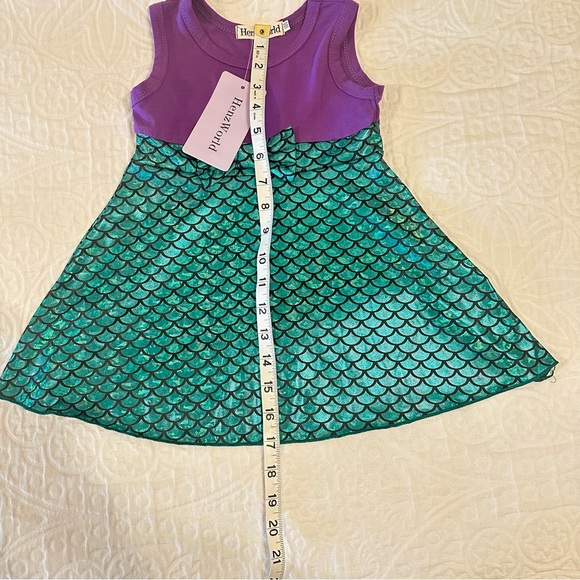 NWT Purple and Green Kids Casual Dress Mermaid 12-18month Vacation Princess - Picture 4 of 10